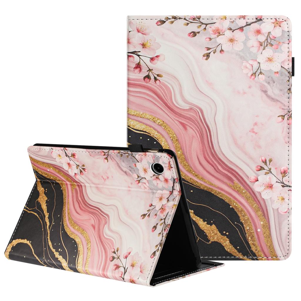 For Samsung Galaxy Tab A9+ Tablet Case Litchi Texture Pattern Printing Leather Cover Auto Sleep/Wake with Card Holder