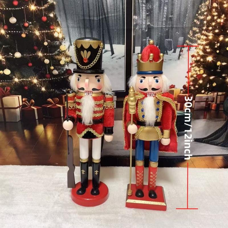 1Pcs 30Cm Cartoon Walnut Soldier Home Decoration Christmas Ornament Wooden Nutcracker Puppet Desktop Decor