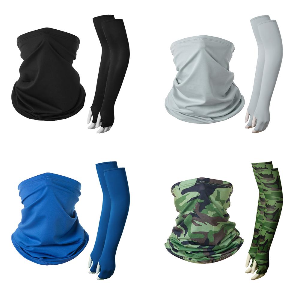 Ice Silk Face Cover Set Summer Sun Protection Anti-UV Quick-drying Breathable Fishing Mask Sleeves For Outdoor Fishing Cycling