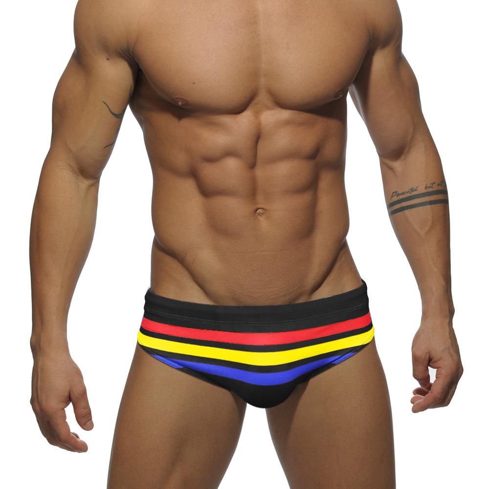 JESSBORN Men's Striped Swim Trunks - Stylish Youth Swimsuit for Beach, Pool, and Sports.