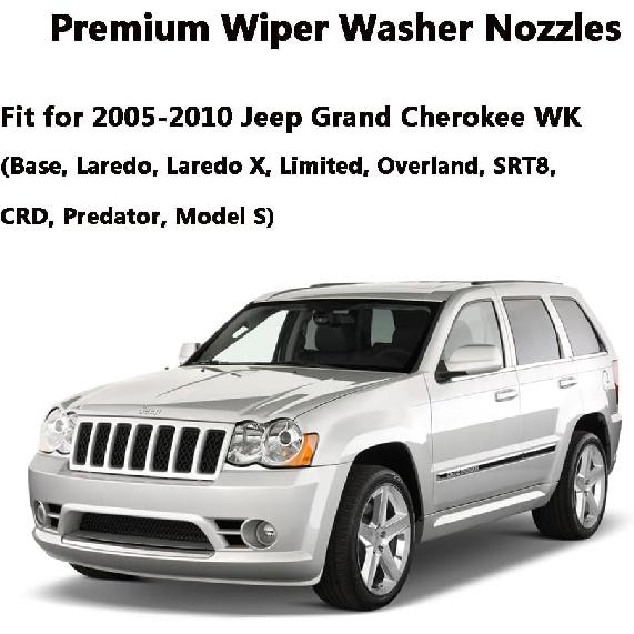 68260443AA Premium Wiper Washer Nozzles Fit for 2005- Jeep Grand Cherokee WK WK2 WL Windshield Washer Fluid Jet Nozzle | Easy to tall | 2 Pack, Ref
