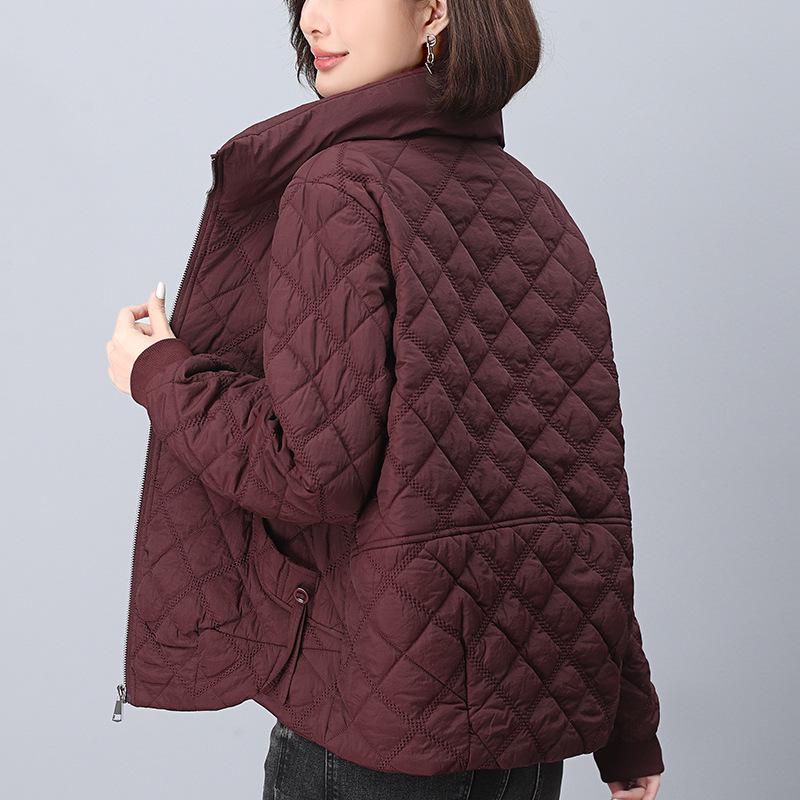 

2024 Women s Diamond Quilted Warm Padded Jacket: Loose Fit, Plus Size, Stand-Up Collar L (Recommended for 115-130 lbs)
