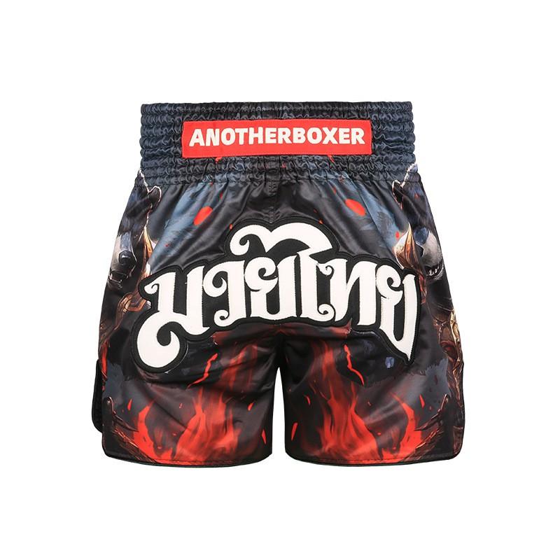 Mens Muay Thai Shorts Flame Bear Kickboxing Grappling Martial Arts Training Pants Men Women