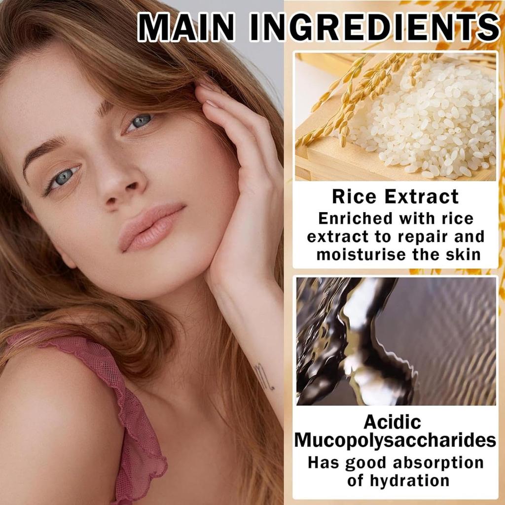 Rice Serum for Face, 2Pcs Rice Water Face, Rice Serum with Rice Raw Pulp Essence, Hydrating Serum for Dry Skin, Deep Moisturizing Nourish Facial Serum