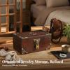 Hinged Lid Lockable Storage Chest Rectangular Wooden Jewelry Box