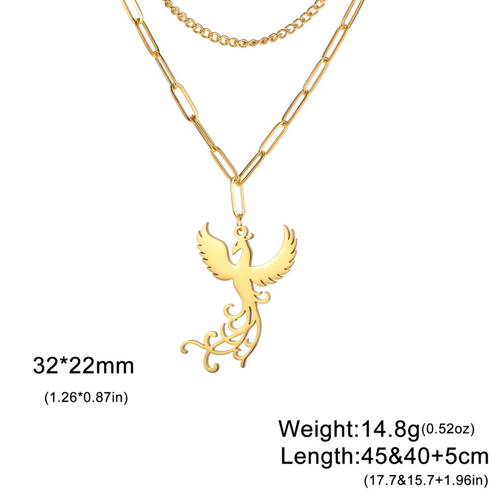 Exquisite Phoenix Flamingo Pendant Necklace Stainless Steel Natural Animal Unisex Rebirth Bird Natural Talisman Jewelry