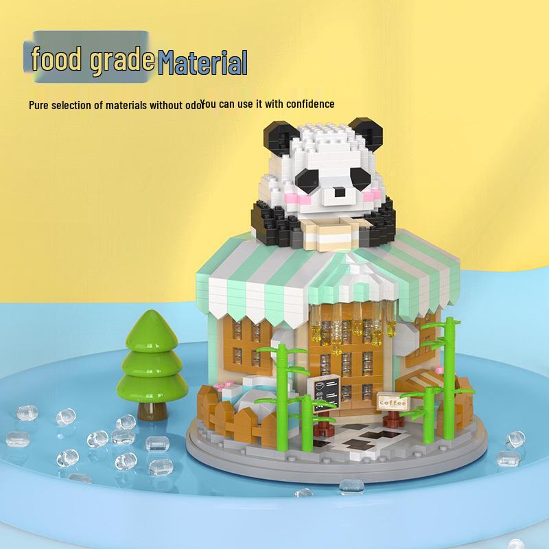 LEGO-kompatibel Panda Kaffebar Mikroklosser: Pedagogisk Byggeklossleke for Barn