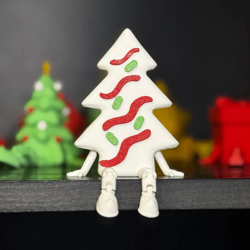3D spausdintas Kalėdų eglutės žaisliukas, Kalėdų eglutės papuošimas su judančia jungtimi, Kalėdinės dekoracijos, Šventinė stalo puošmena, Statulėlė
