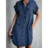 DICFY Women's Fashion Summer Spring Solid Color Print POLO Neck Short Sleeve Casual Dresses