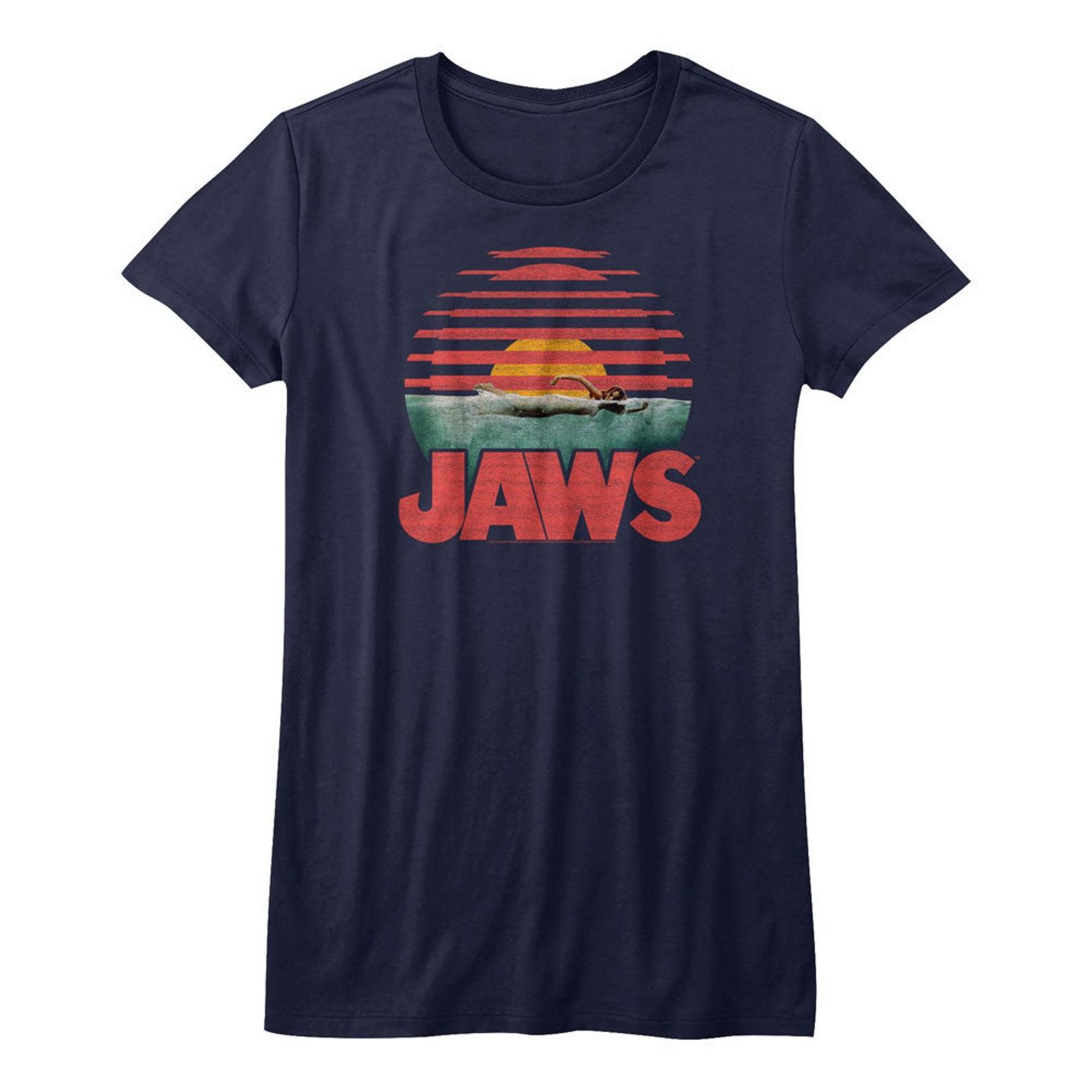 Jaws Sliced Navy Junior Women s T-Shirt S