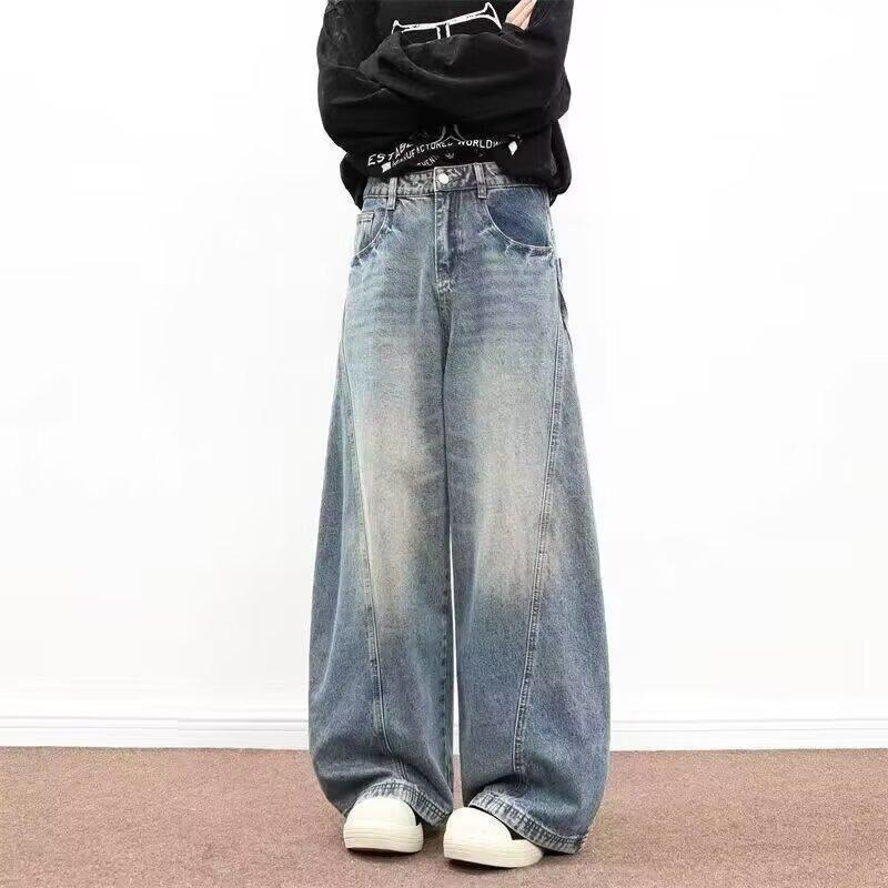 American Retro Scimitar Pants Men's Niche Design Sense Washed Jeans Loose Wide-leg Versatile Trousers