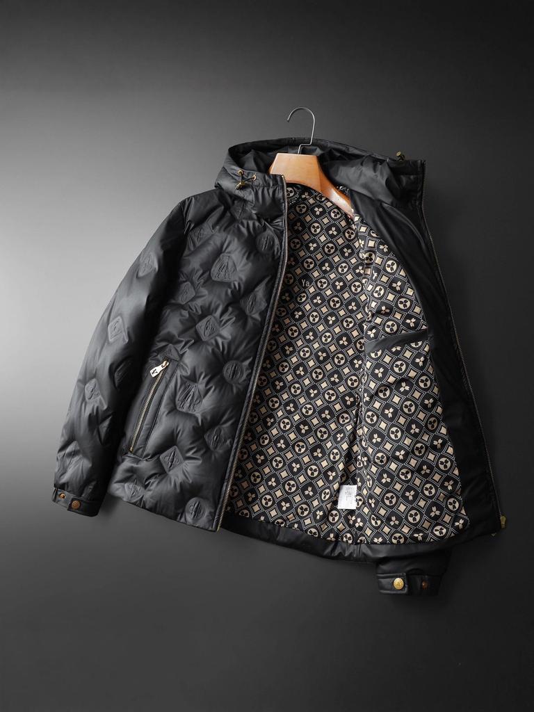 Luksusowa męska kurtka puchowa z kapturem - Europejska wysokiej klasy 90 biały puch kaczy zimowy płaszcz