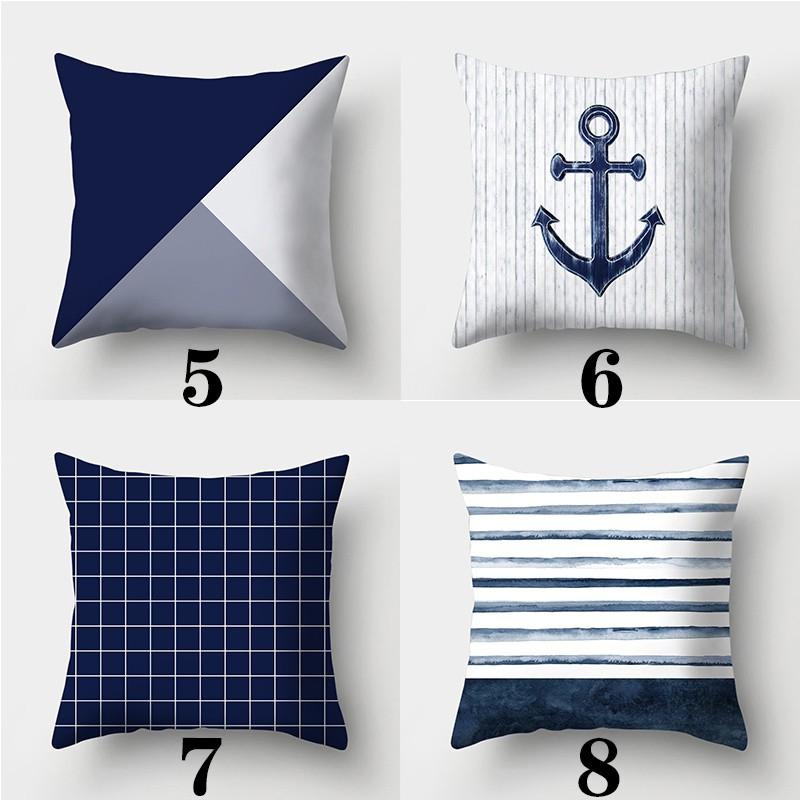 Creative Blue Collection Pillowcase Square Sofa Pillowcase Striped Plaid Cushion Cover