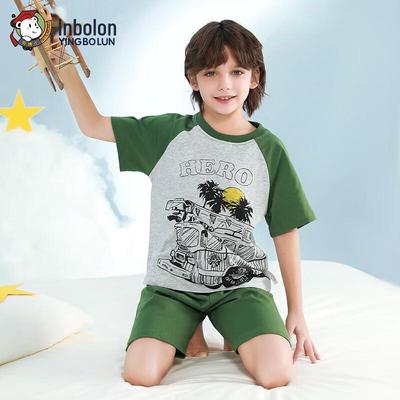 Boys' Summer Pure Cotton Short Sleeve Pajama Set