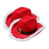 Cowboy Hat Christmas Themed White Furry Trim Soft Felt Material Jazz Top Hat Adjustable Red Tie Party Hat
