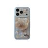Blue plaid cute bear rocking music magnetic suction bracket for iphone11Promax iPhone 11 mobile phone case female