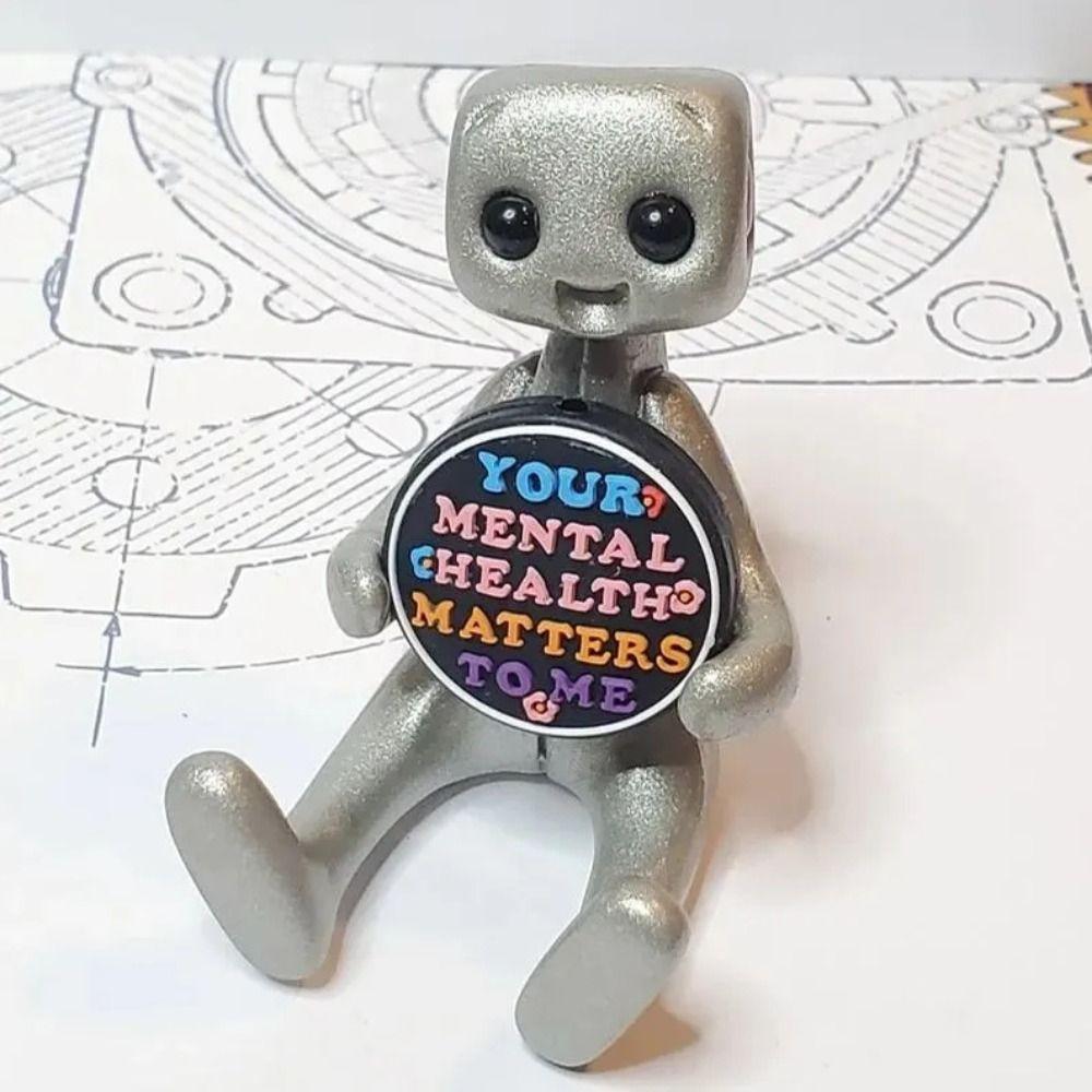 Mental Health Anxiety Robot Figure Resin Sculpture Tiny Robot Figurine Christmas Gift