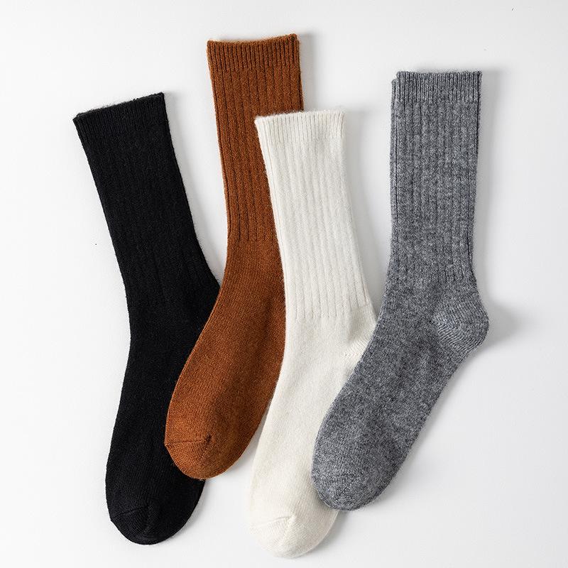 Calcetines de Calor Merino-Cachemira de Media Caña para Hombre y Mujer, Cálidos Doble Aguja, Estilo Casual