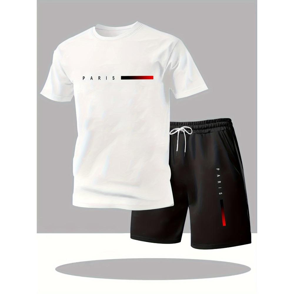 

Summer Fitness Sportswear Short-sleeved T-shirt and Shorts Two-piece Set, Breathable and Quick-drying Casual Wear S