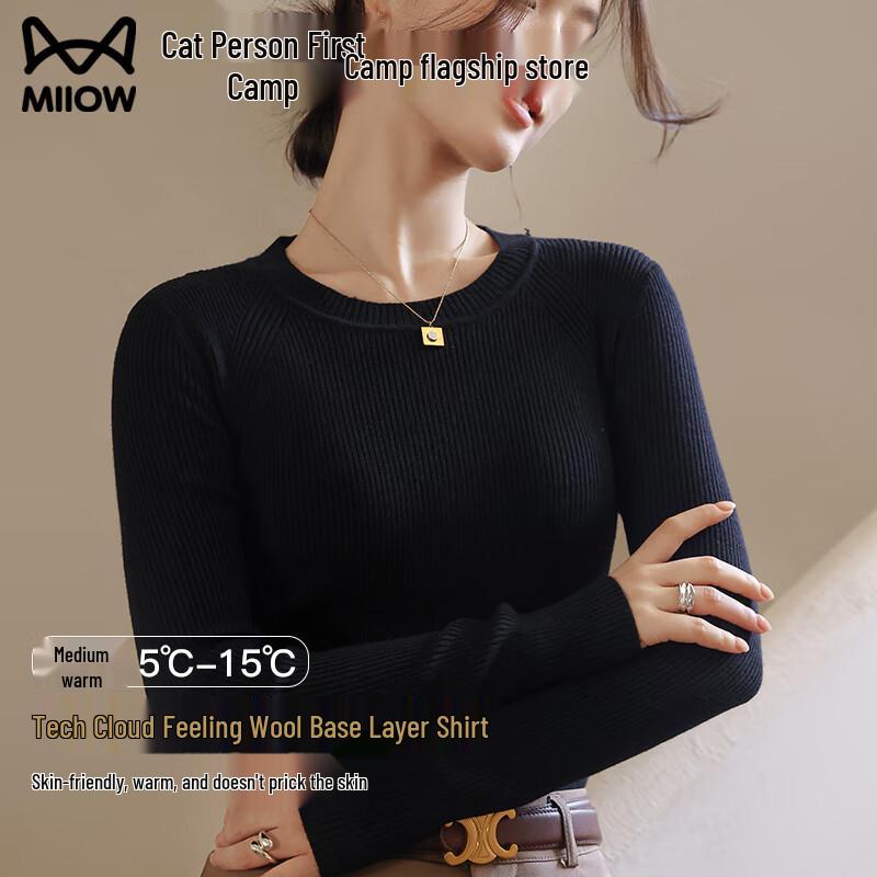 Mao Ren Women s Round Neck Thermal Wool Blend Knit Sweater M