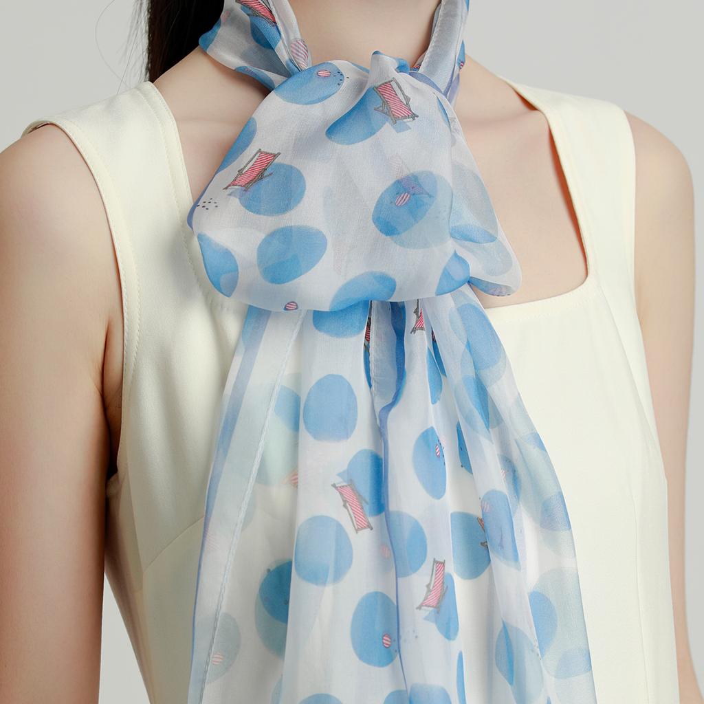 New 100% Mulberry Silk Lightweight Chiffon Fashionable High-end Drift Ribbon Women's Versatile Silk Scarf
