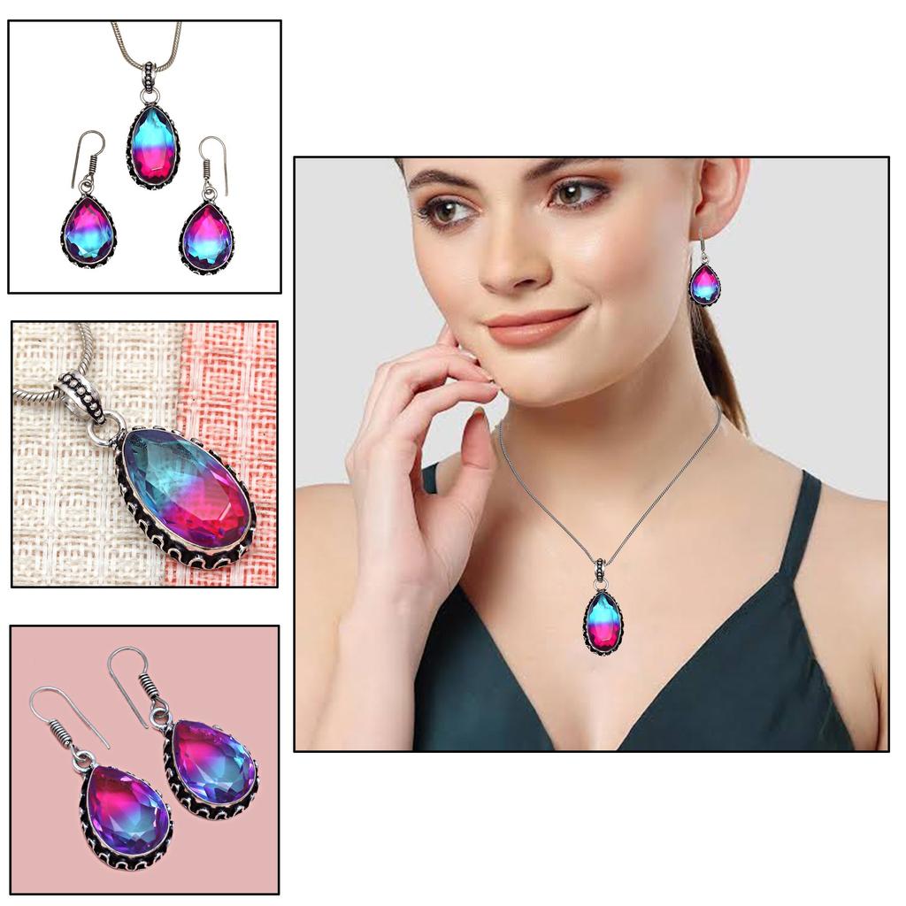 Bio-Tourmaline Quartz Jewelry Set 18-20'' Handmade For Womens Unisex New