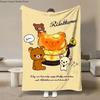 Anime Cute Cartoon R-Rilakkuma Flannel Blanket Fluffy Children and Adults Sofa Plush Bedspread Throw Lunch Blanket for Sofa Bed