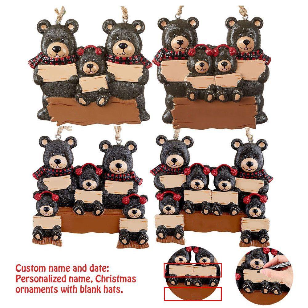 

Personalized Christmas Tree Xmas Bear Family DIY Name Hanging Pendant Christmas