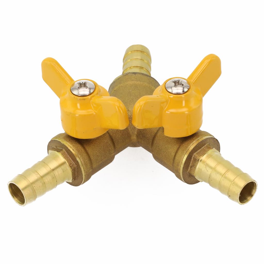 3-Way Y-Shaped Shut-Off Ball Valve With 2-Switch 10mm Hose Brass  Pipe Fitting Connector Adapter For Fuel Gas Water Oil Air