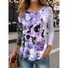 Autumn Halloween Women's Long Sleeve T-Shirt Fun Skull Pumpkin 3D Printed Round Neck Polyester Everyday Casual Shirt