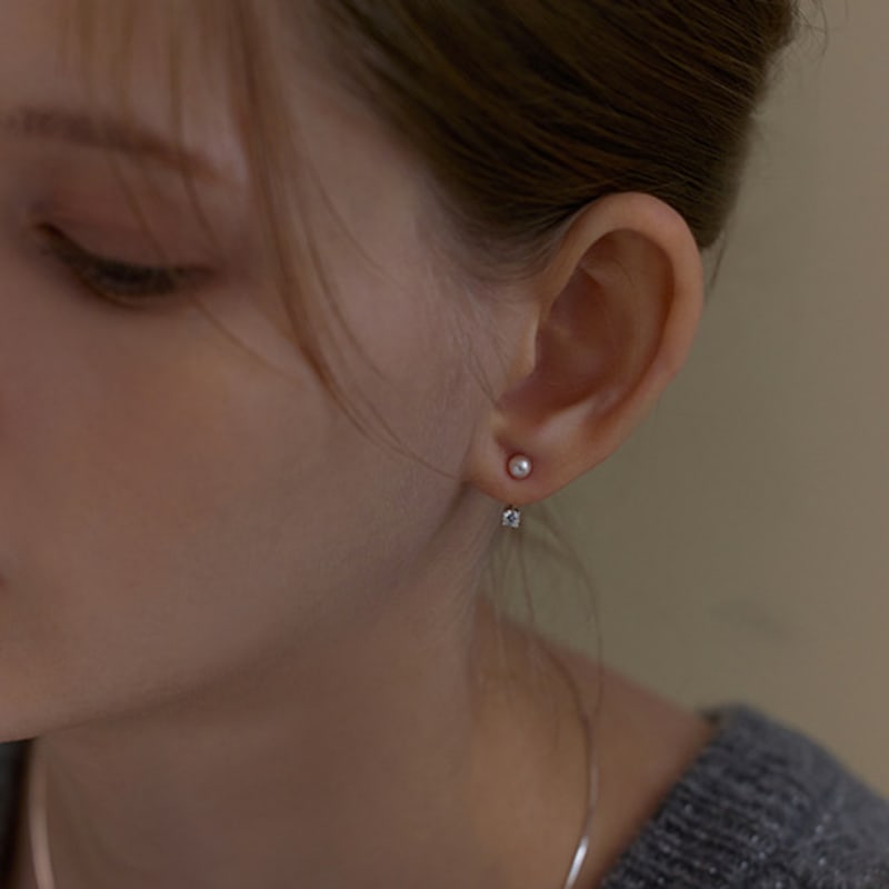 Lewe Pearl Clear Two Way Earring