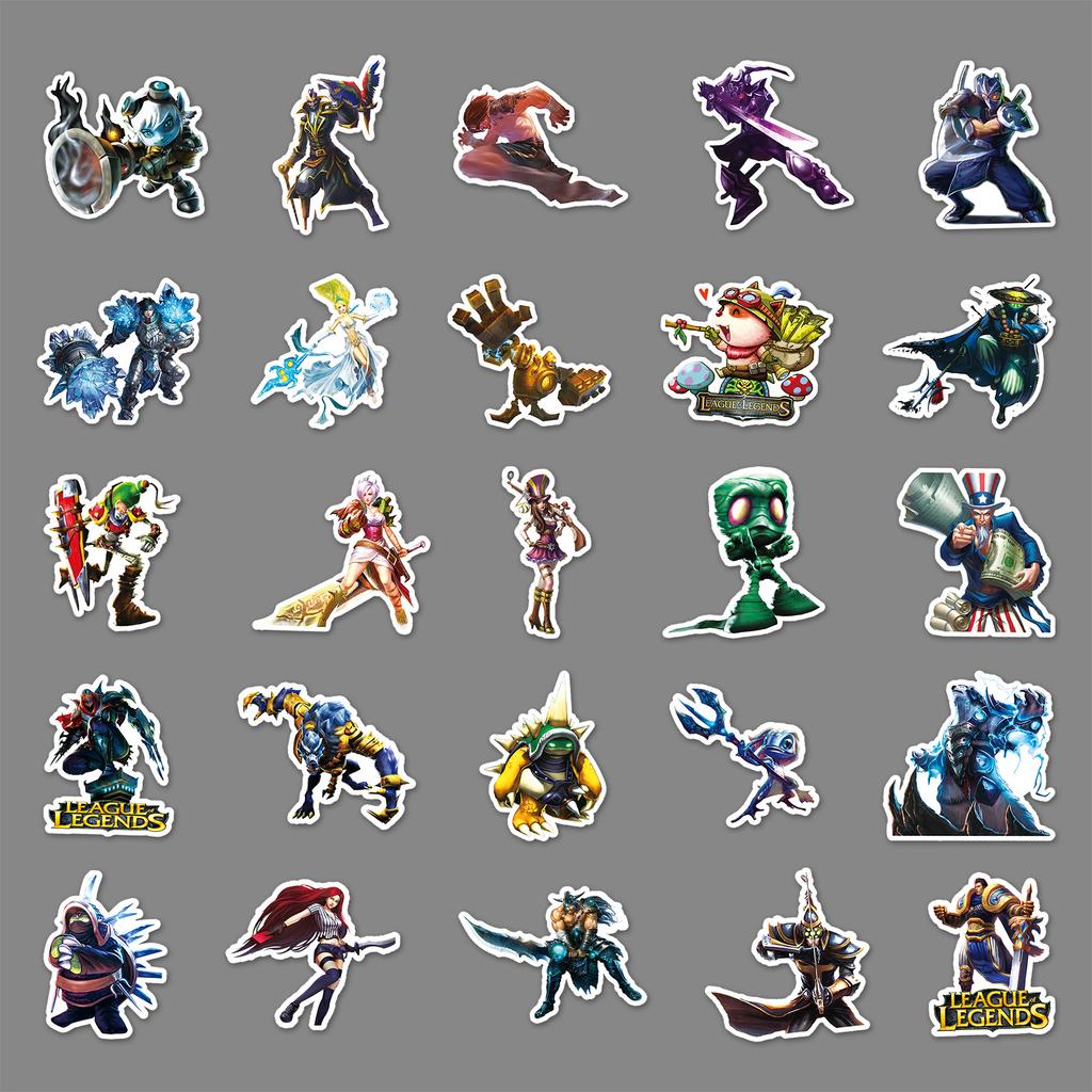 50 Photos of League of Legends Graffiti Personalized Game Peripheral Decoration DIY Skateboard Mobile Phone Case Suitcase Stickers