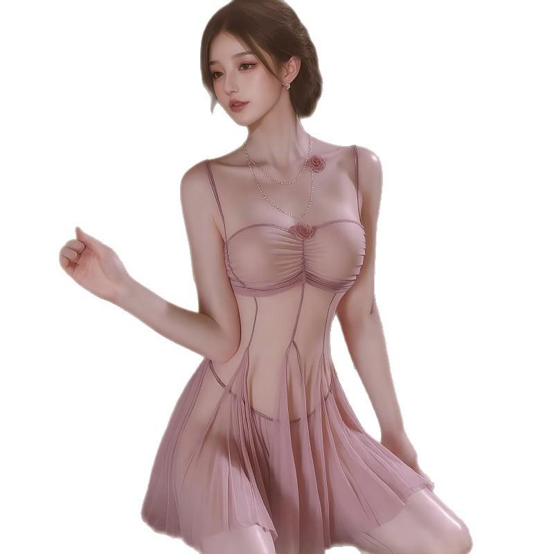 Sexy and romantic underwear, sexy see-through mesh lace pajamas, passionate and seductive, cut-out, no-take off, uniform and nightgown