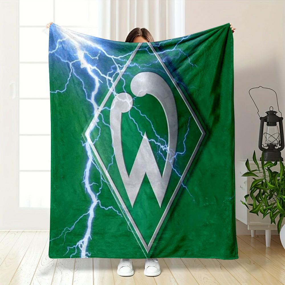 Green Lightning Logo Designed Flannel blanket for bedroom, living room, sofa, and nap