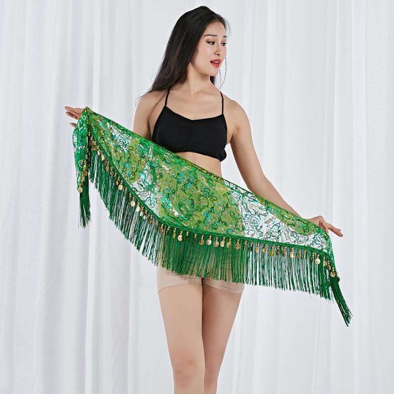 

Танец живота Поясная цепочка Пояс Вышитая кисточка Треугольный платок Ручная работа Подвесная кисточка из монет Пайеточная поясная цепочка Платок для бедер one size