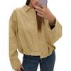 Women's Fashion Solid-Color  Sleeve Zipper Jacket Top