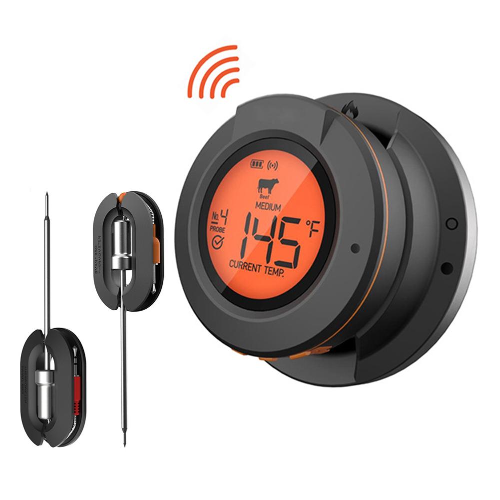 Thermomètre à viande alimentaire 2025 Amélioré Numérique Sans fil BT Smart Thermomètre à viande pour four et grill 2/4 Sondes Accessoires de cuisine Outils