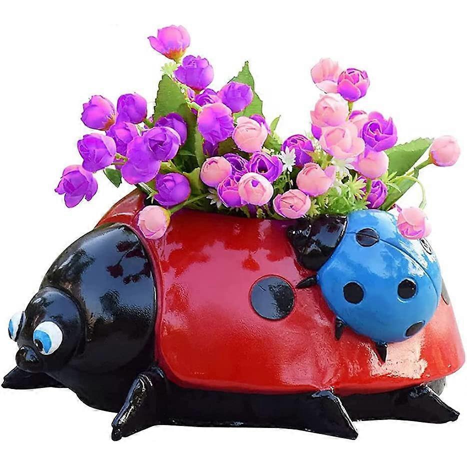 Ladybug Plant Pot, Cartoon Ladybug Shaped Planter Flower Pot Decorative Succulent Pot Garden Bonsai