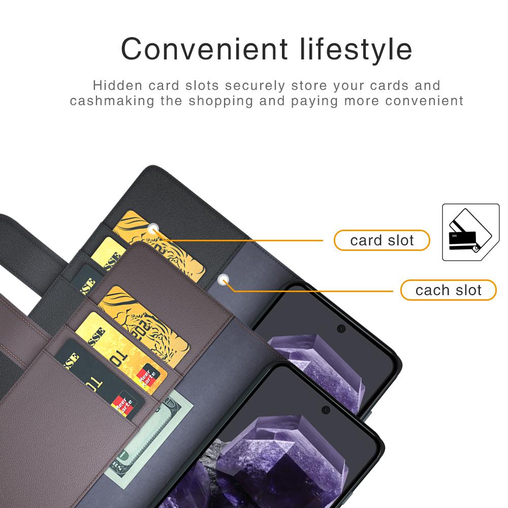 For Google Pixel 8 Phone Cases Genuine Split Leather Wallet Mobile Cover Stand