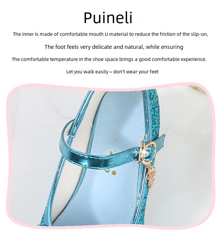 Sapatos de Salto Alto de Couro para Meninas com Laço de Strass - Modelo Princesa de Cristal Primavera 2025