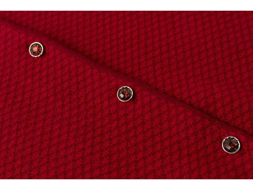 Women's Plus Size Red Wool Cardigan - Autumn/Winter Thick Knit Sweater Coat