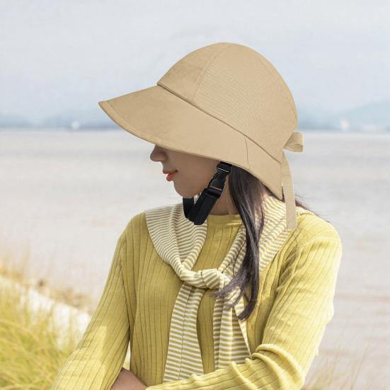 Women's Knot with Sun Hat UV Bow Ponytail Hole Summer Beach