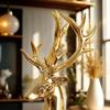 1 Pair Christmas Electroplating Golden Reindeer Statue Standing Sitting Elk Figurine Deer Sculpture Home Office Desktop Ornament