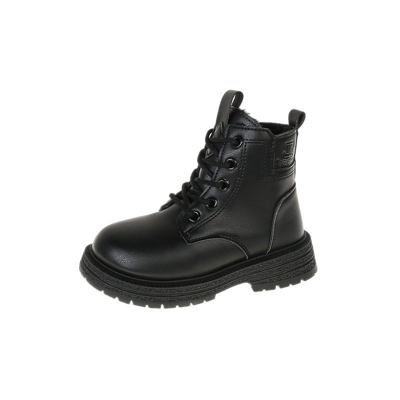 Kids Winter Warm Martin Boots Girls Boys Short Ankle With Fleece Lining Rubber Sole Flat Heel