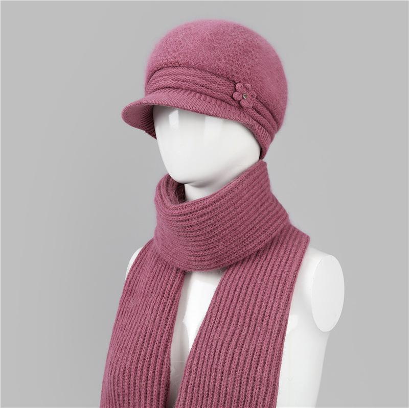 Wool Hat Women'S Season Velvet Warm Rabbit Hair Mother Hat Ear Protection Cold Foreign Gas Knitted Hat
