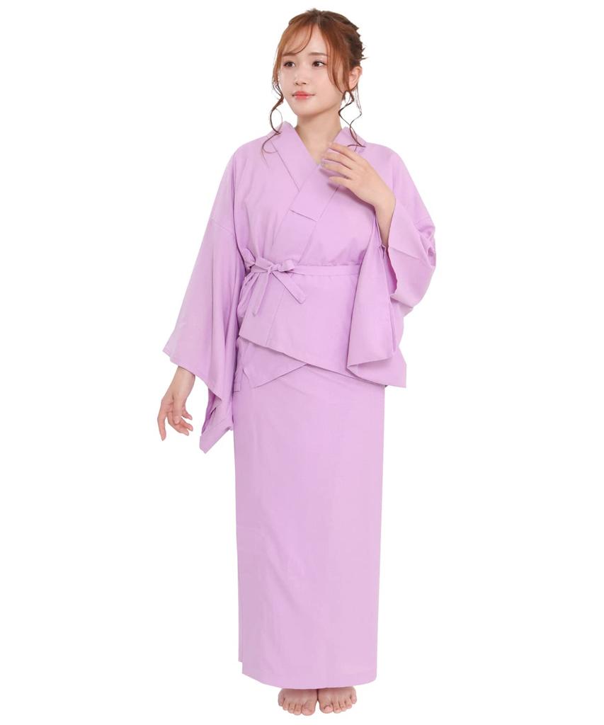 KYOETSU Cool Pass Summer Wear with Collar Size Women's Two-Piece Undershirt, Washable, (Compatible Stiffeners, Wisteria, L)