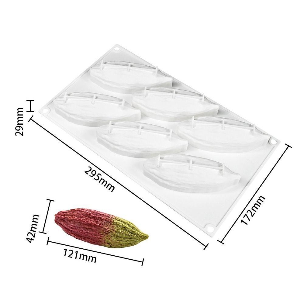 6 Cavity Cocoa Pod Silicone Mold Heat Resistant Food Grade Silicone DIY Cake Decorating Tools BPA Free Flexible