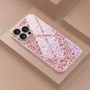 Koreansk Romantisk Rosa Litet Blommönster Metallisk Färg Glasfodral För iPhone 17 16 15 14 13 12 11 Pro Max Plus 16E 17Air Cover