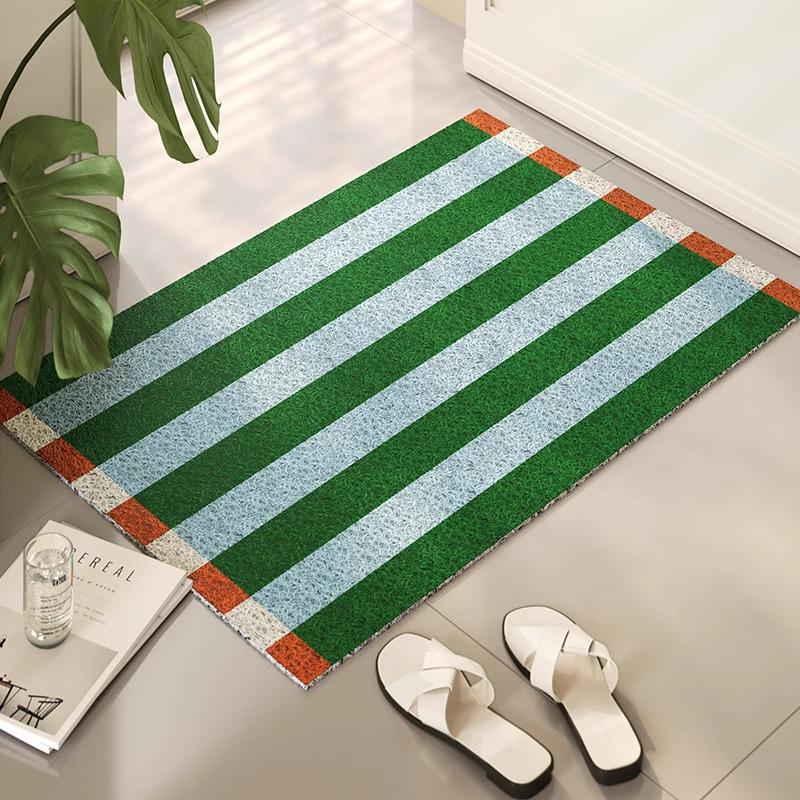 Stripe Entrance Door Mat: Wear & Dirt Resistant, Non-Slip, Cuttable Hallway Carpet