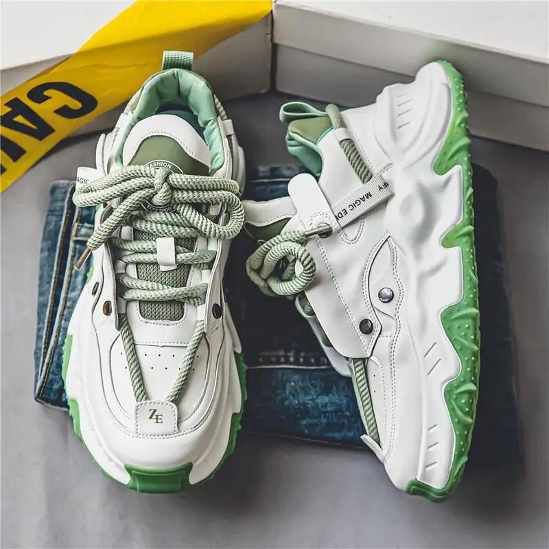 2025 New Men's Thick soled Tall Sneakers Youth Breathable Soft soled Comfortable Casual Running Shoes Zapatillas Deportivas